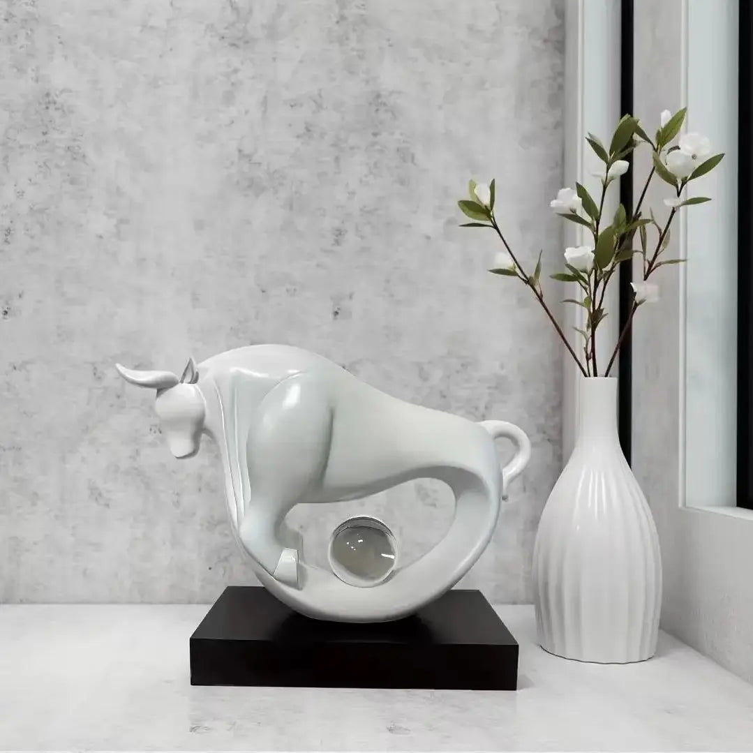 Modern resin cow statue for home and office decoration