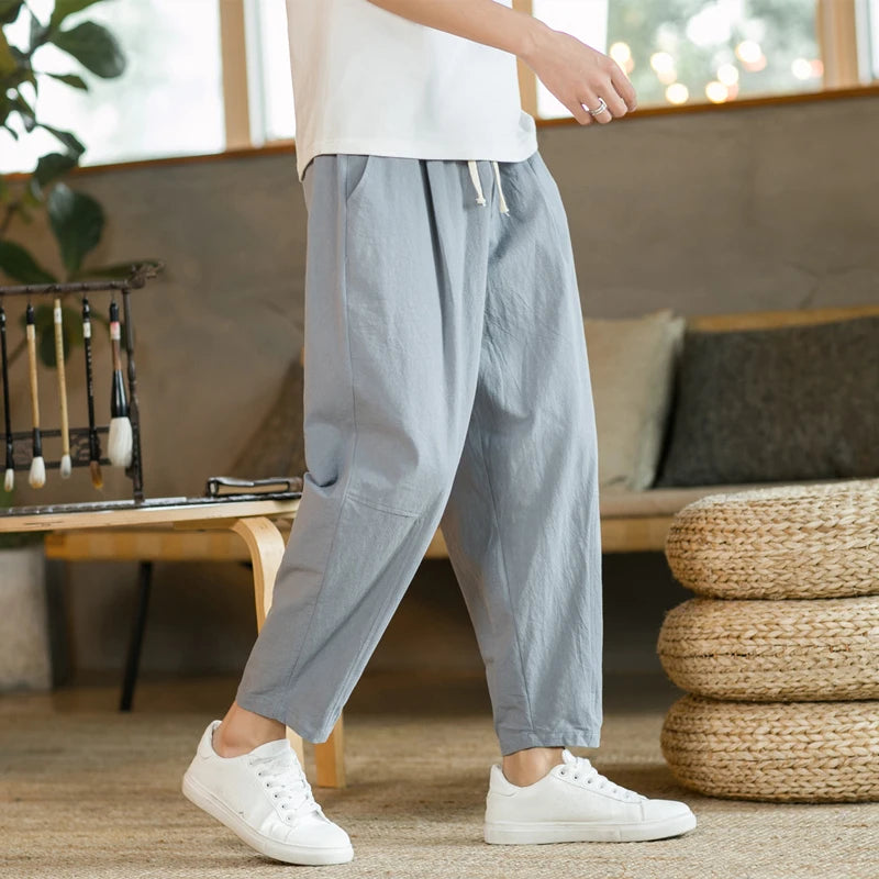Men's Casual Cotton and Linen Pants