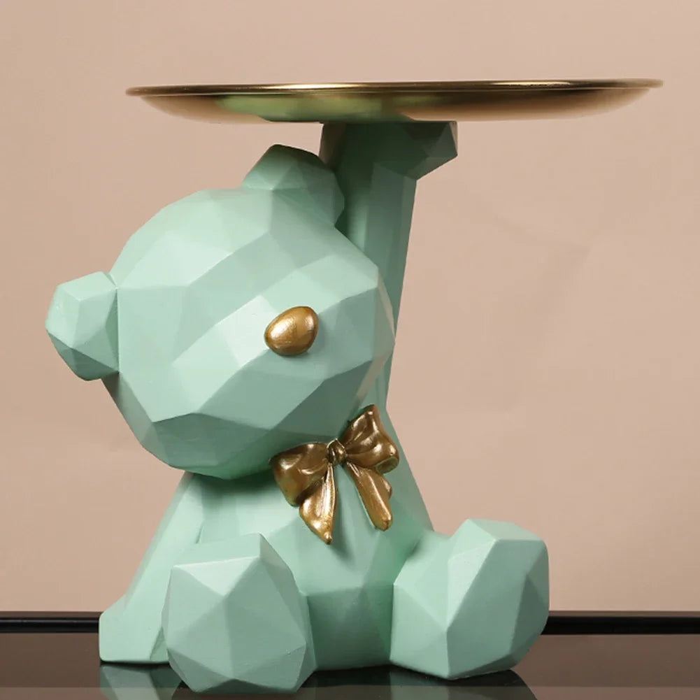 Geometric resin bear statue for table decoration