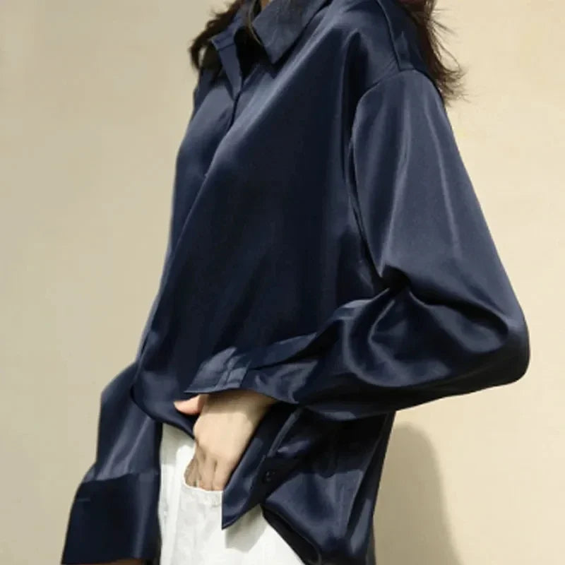 Vintage Satin Button-Down Shirt