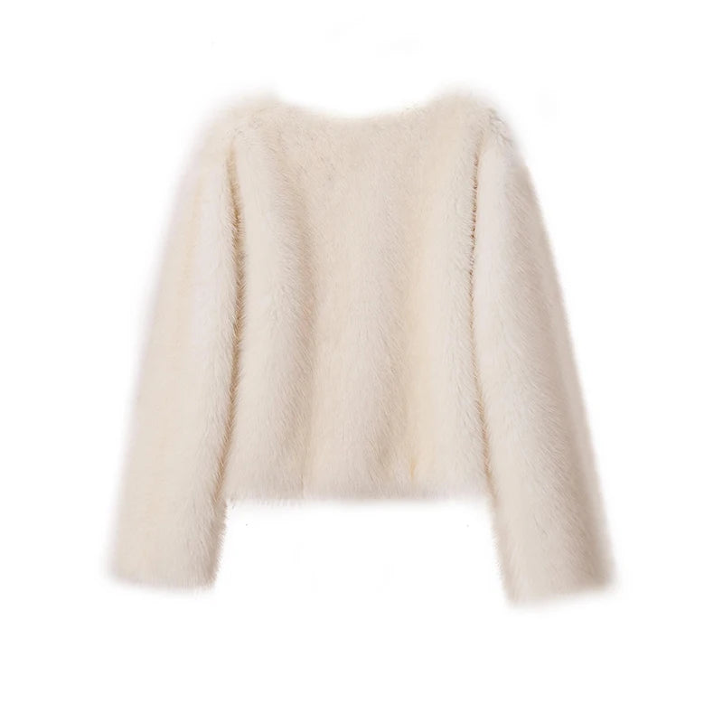 Gardient Luxury Faux Fur Coat