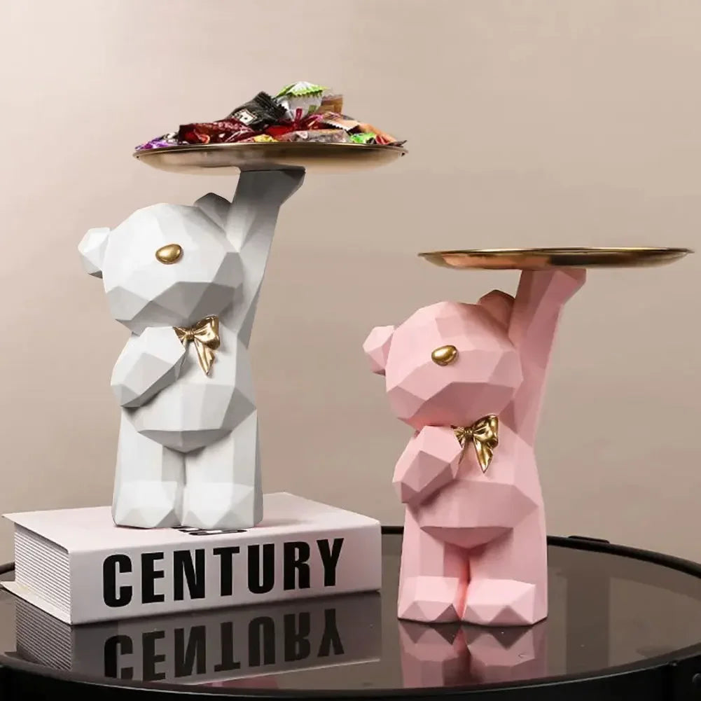 Geometric resin bear statue for table decoration