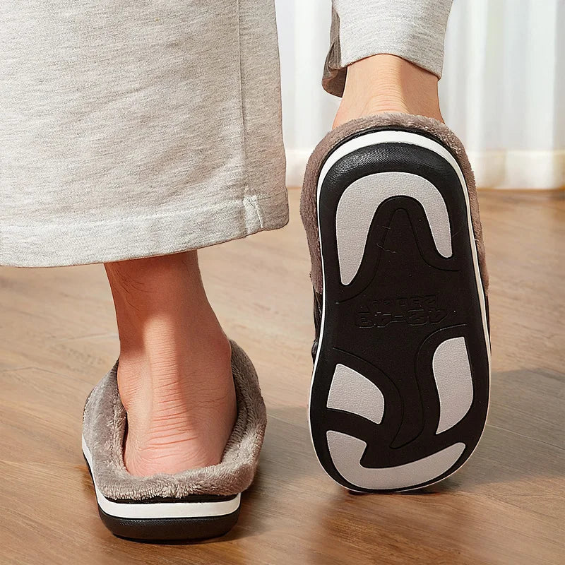 Warm slippers with non-slip TPR rubber sole