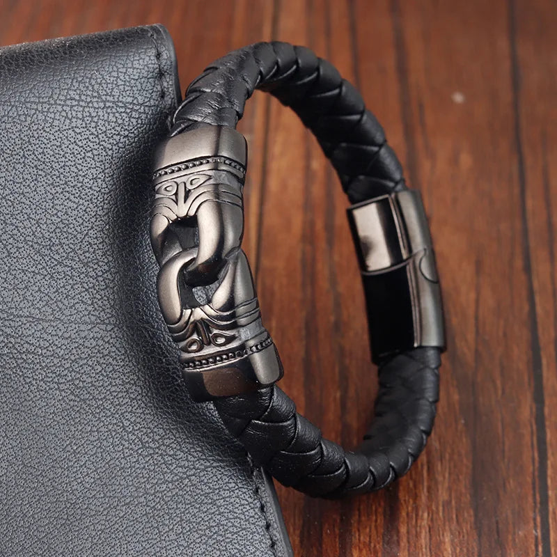 Leather Bracelet with Teeth Totem