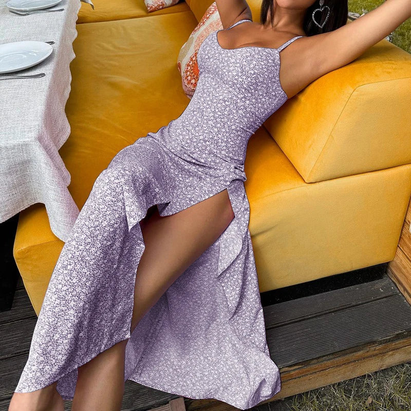 Long Dress with Slit and Floral Print