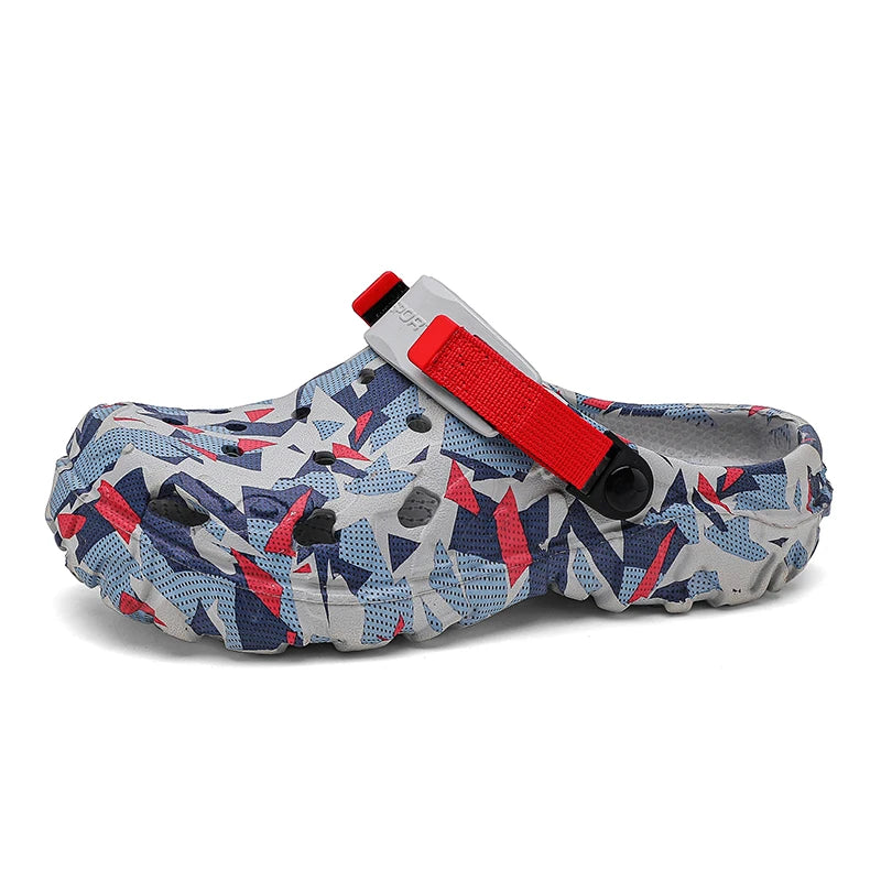 Casual sandals with camouflage design