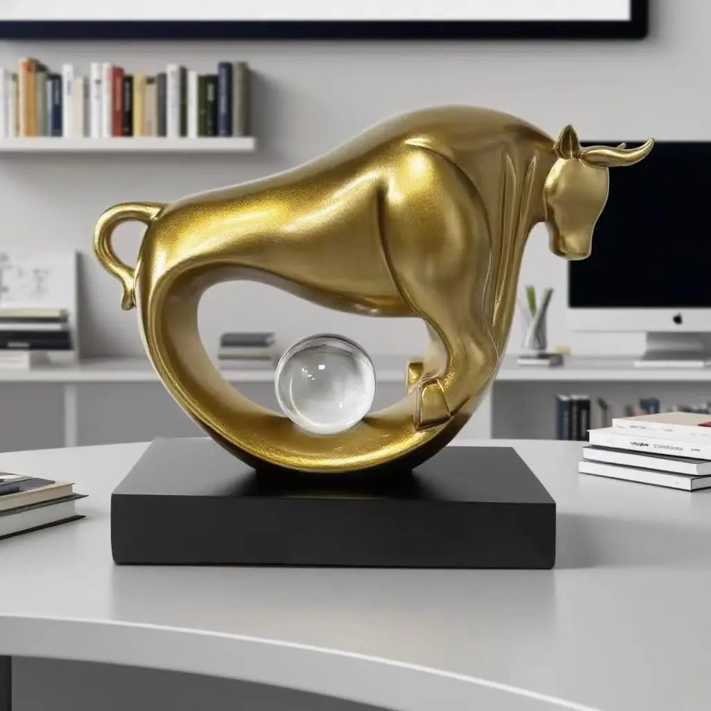Modern resin cow statue for home and office decoration