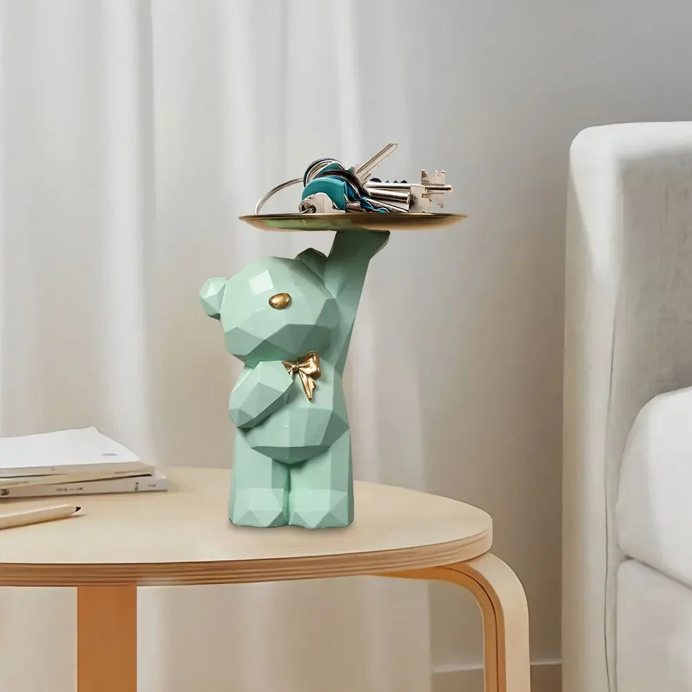 Geometric resin bear statue for table decoration