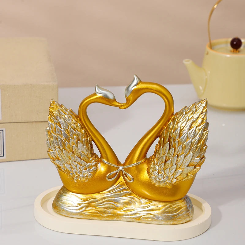 Collectible figurine heart-shaped swan ornament