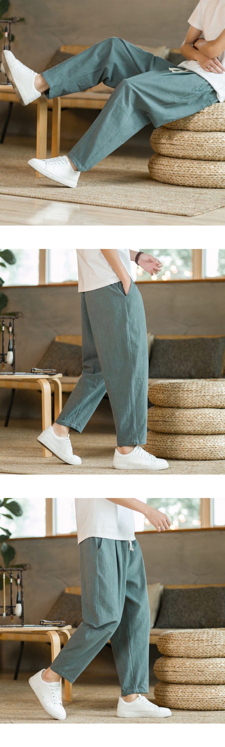 Men's Casual Cotton and Linen Pants