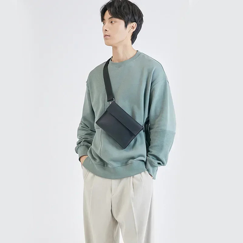 Korean style crossbody bag in durable leather