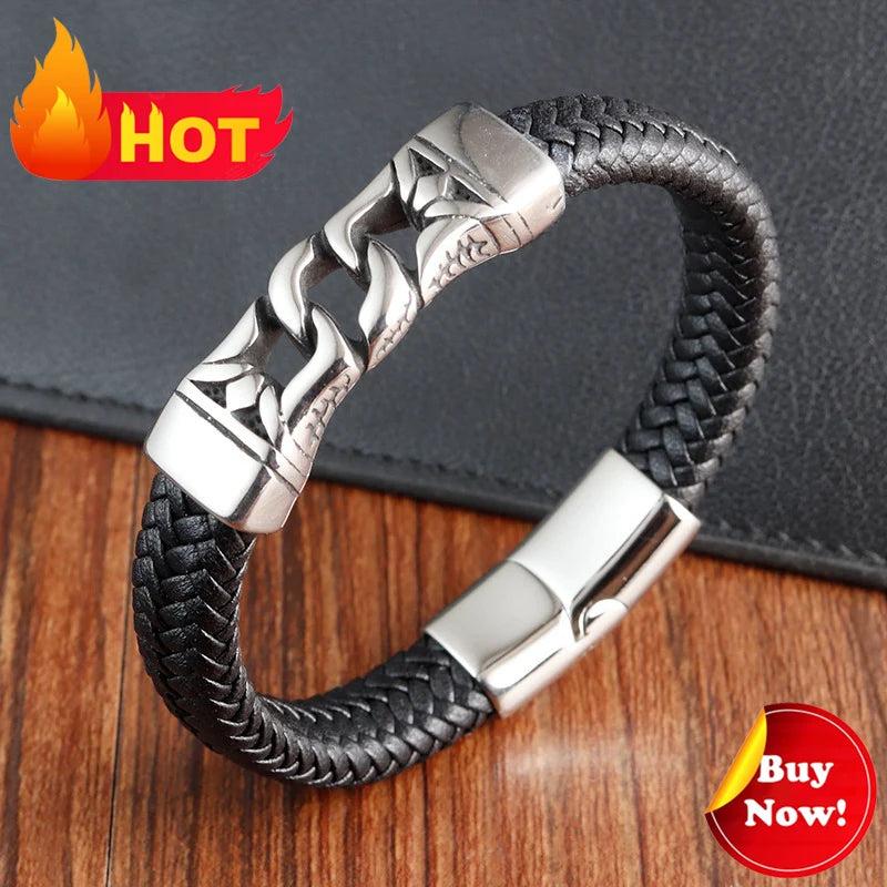 Leather Bracelet with Teeth Totem