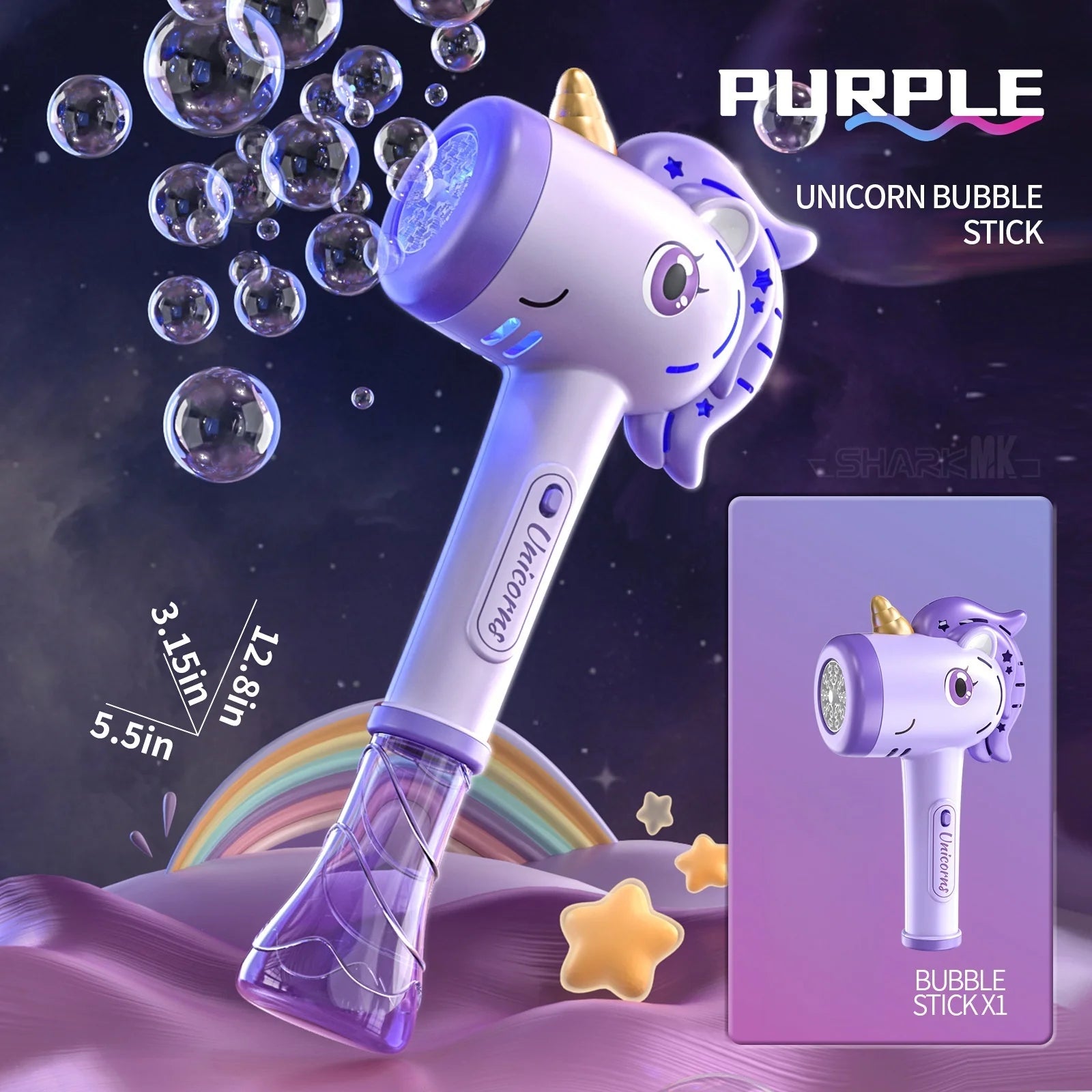 Unicorn Bubble Gun with Light and Music
