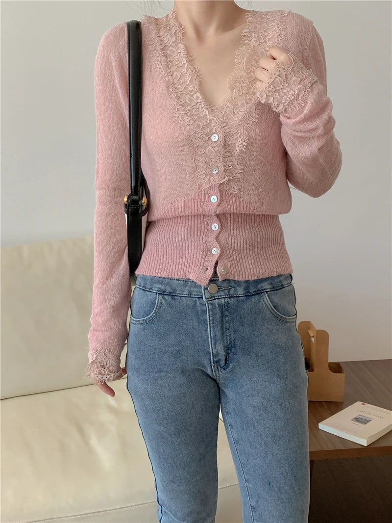 Elegant lace knit cardigan