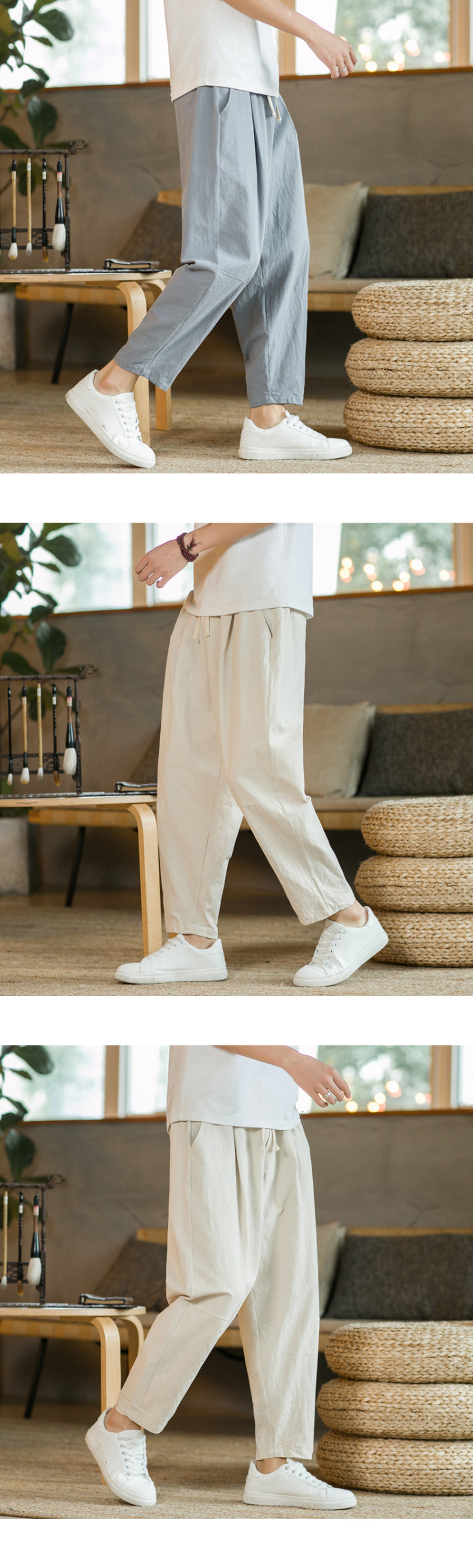 Men's Casual Cotton and Linen Pants