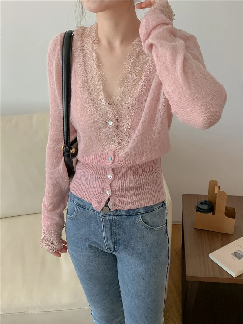 Elegant lace knit cardigan