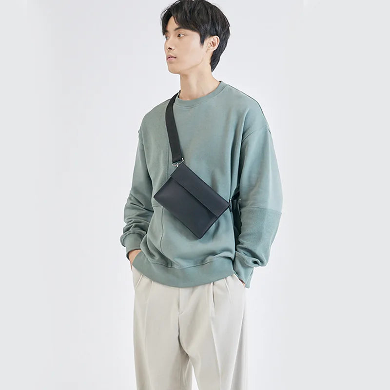 Korean style crossbody bag in durable leather