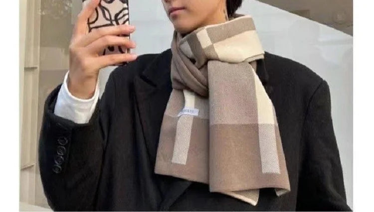 Winter Scarf in Cashmere Patchwork and Premium Knit