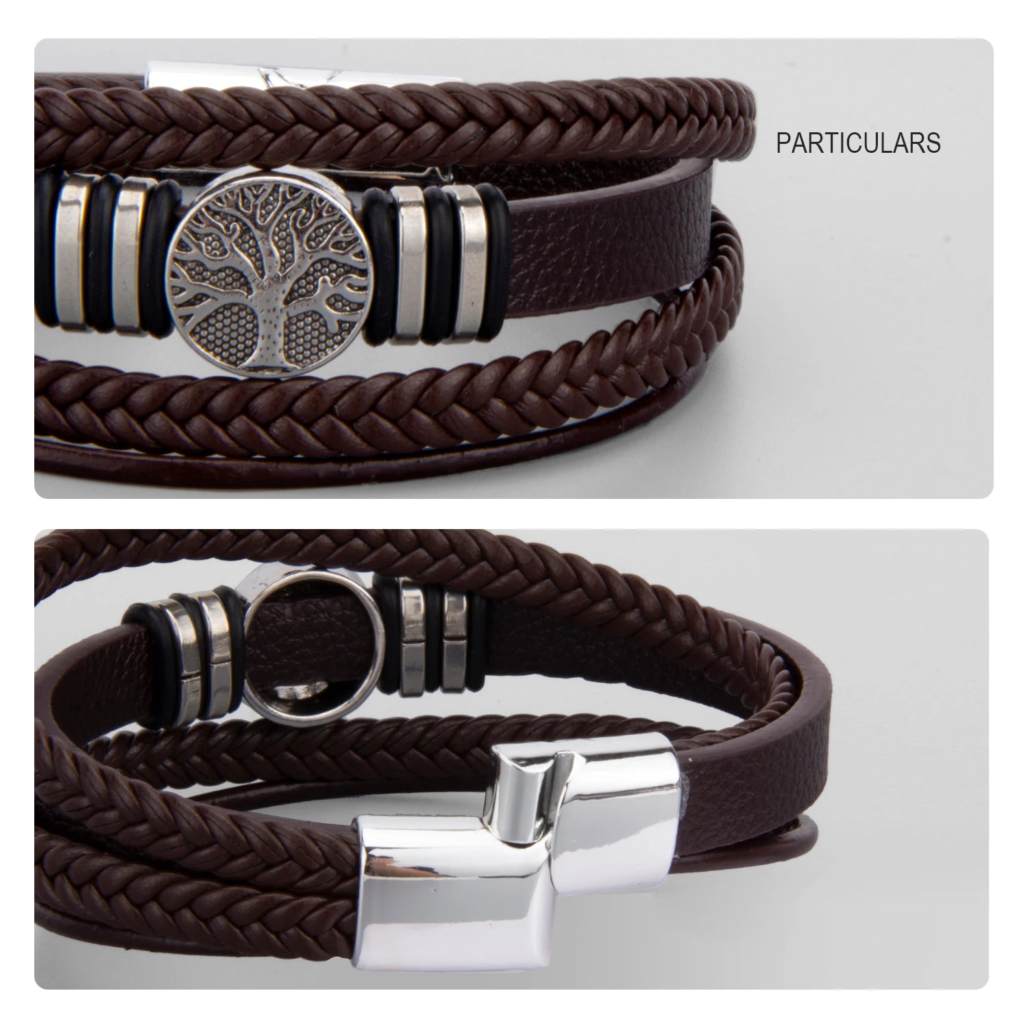 Braided leather bracelets in 3 colors