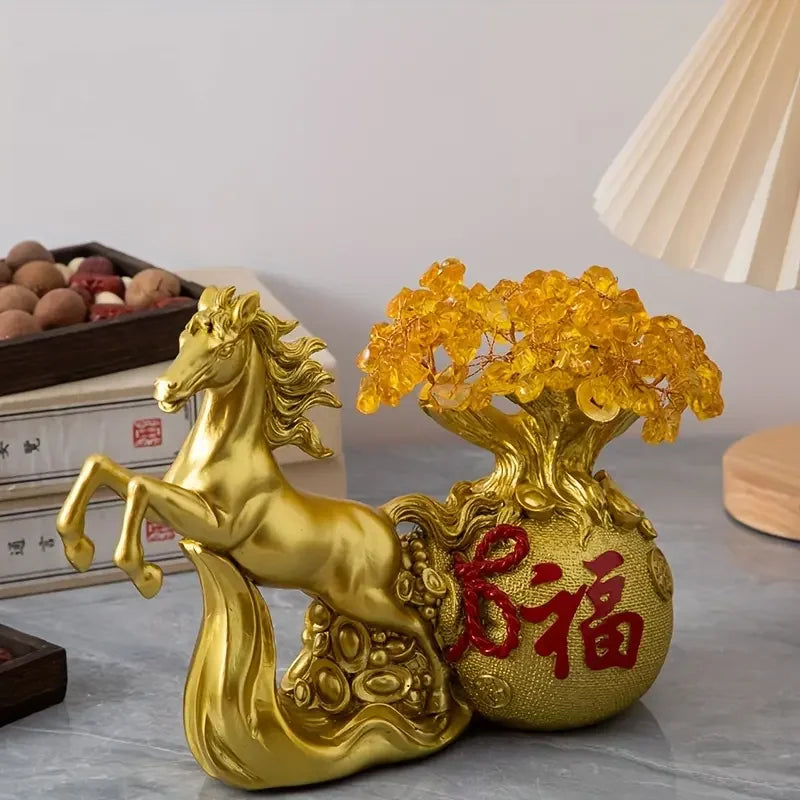 Elegant resin horse statue for home and office decoration