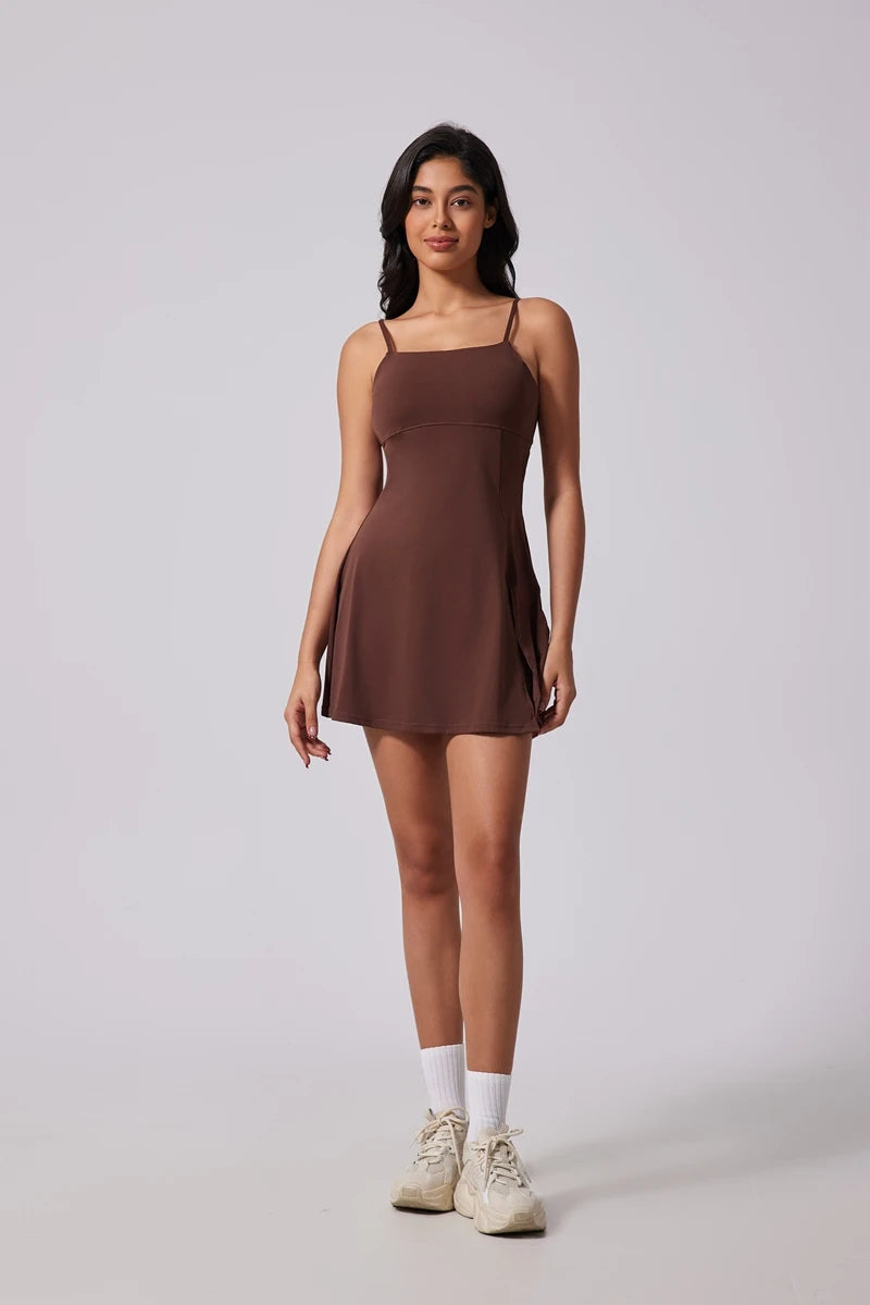 Women's Sporty Dress with Tennis Skirt and U-Style Back