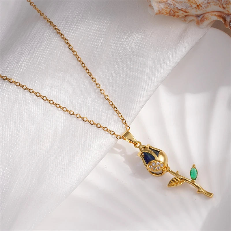 Tulip and Strawberry Pendant Necklace