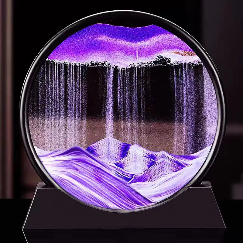 Round Glass Sculpture with Dynamic Landscape