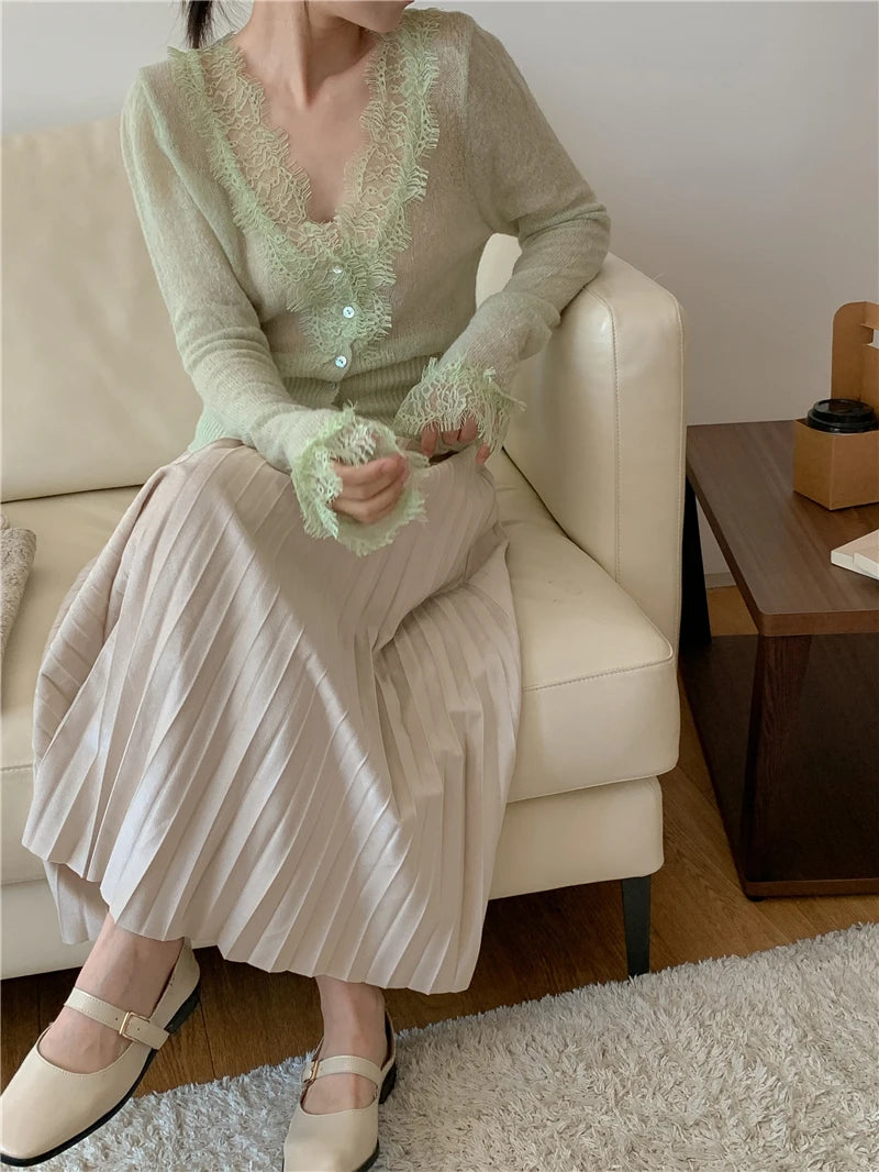 Elegant lace knit cardigan