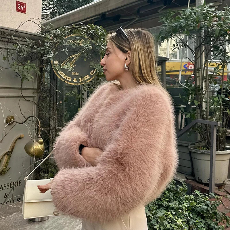 Gardient Luxury Faux Fur Coat