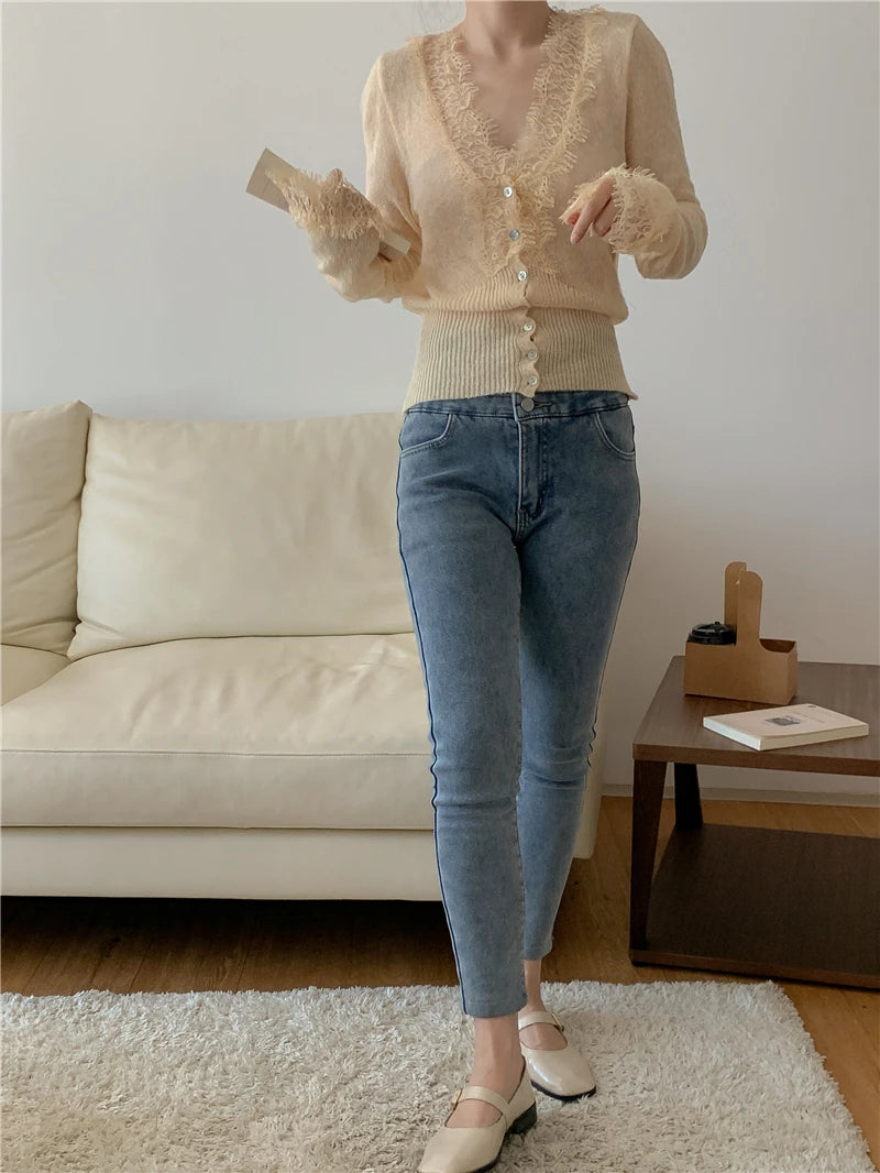 Elegant lace knit cardigan