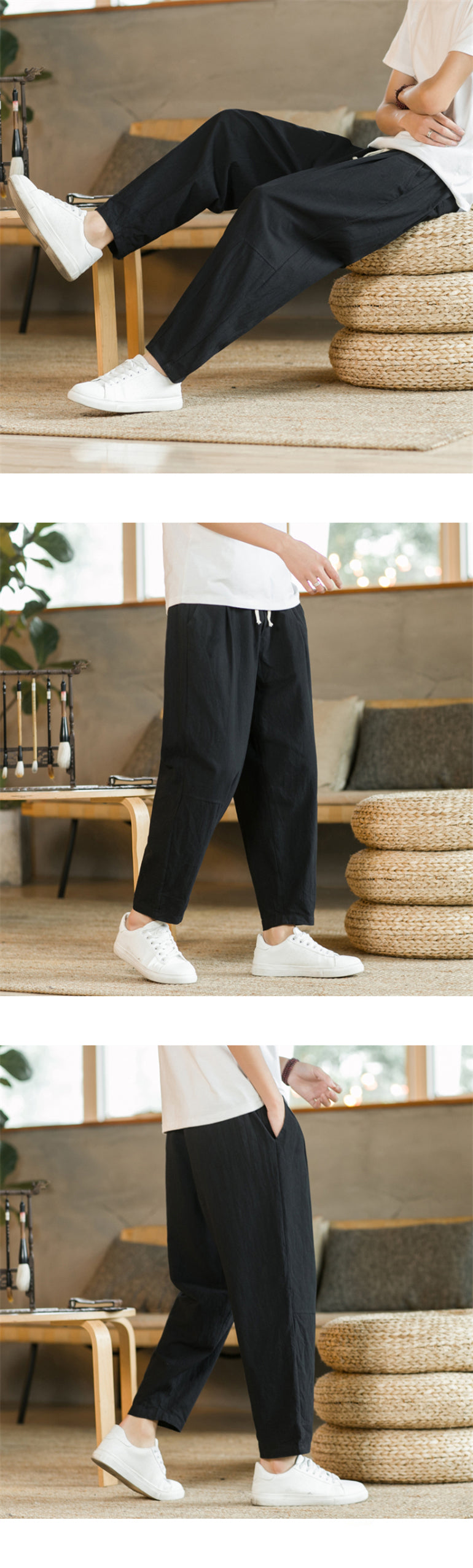 Men's Casual Cotton and Linen Pants