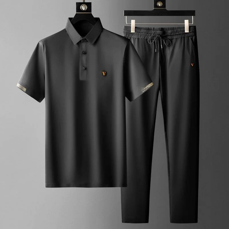 Men's social polo shirt with long pants