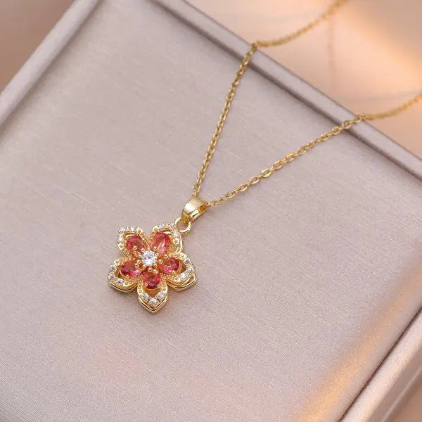 Tulip and Strawberry Pendant Necklace
