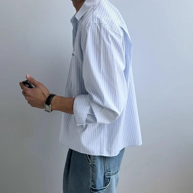 Korean style long sleeve striped shirt