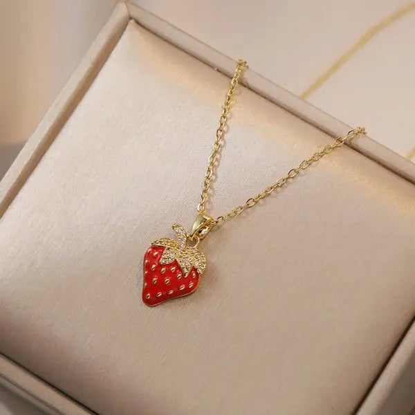 Tulip and Strawberry Pendant Necklace