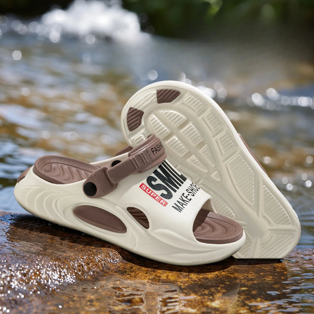 Unisex summer flip flops with thick EVA sole