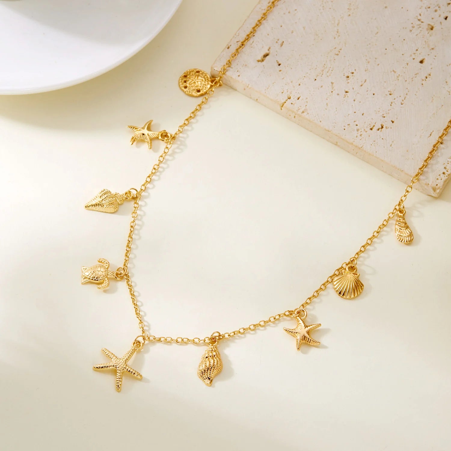 Turtle and Starfish Pendant Necklace