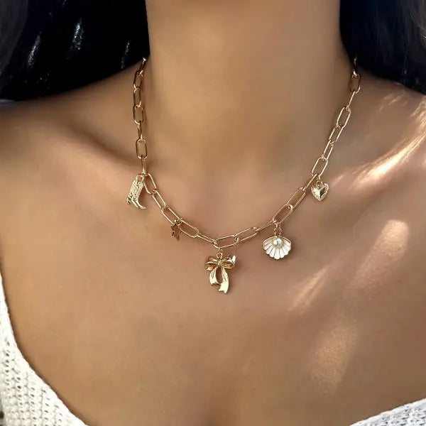 Turtle and Starfish Pendant Necklace