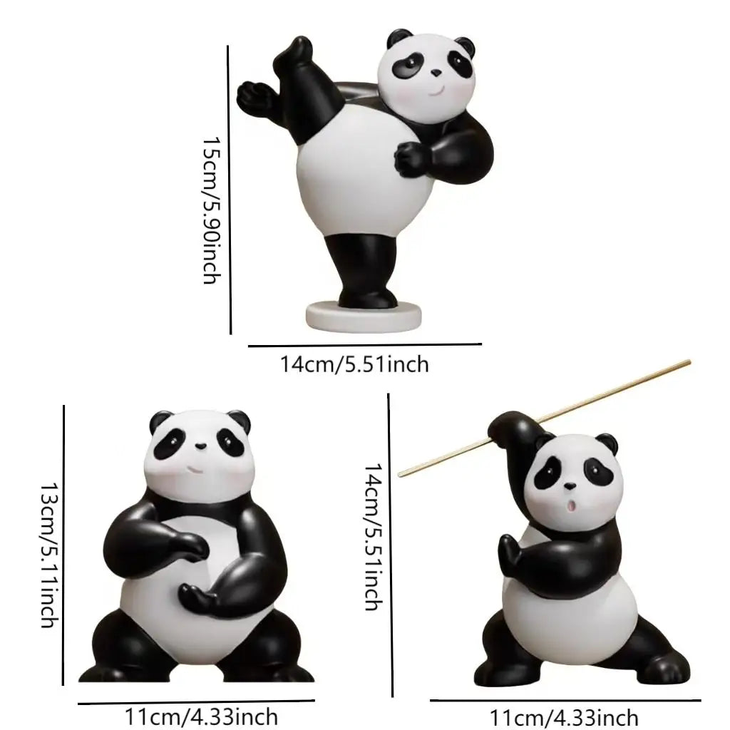 Panda in martial arts fighting stances