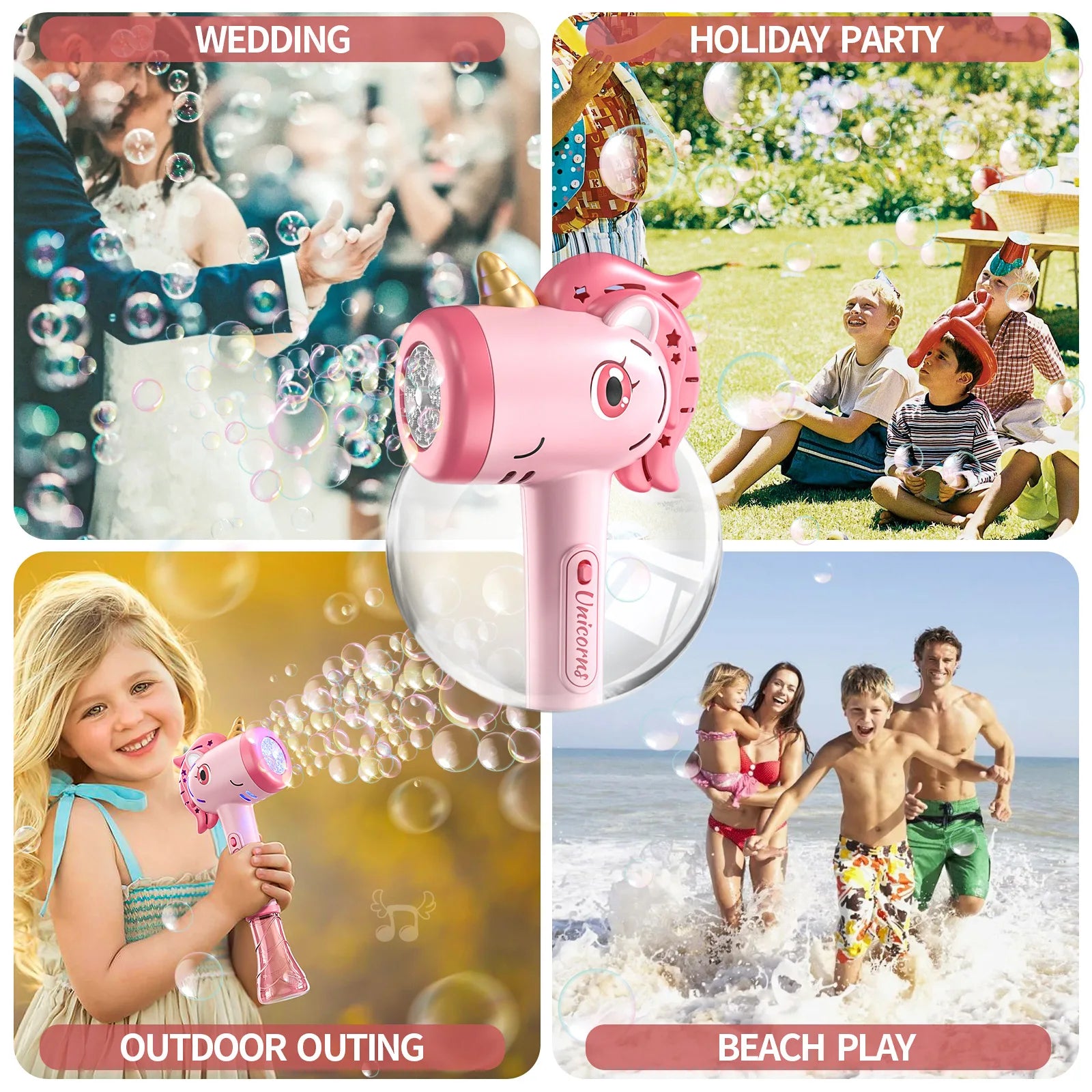 Unicorn Bubble Gun with Light and Music