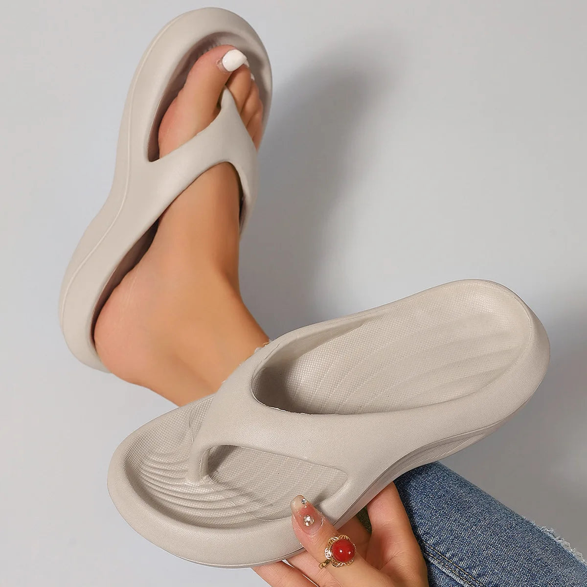 Pair of thick EVA platform flip flops