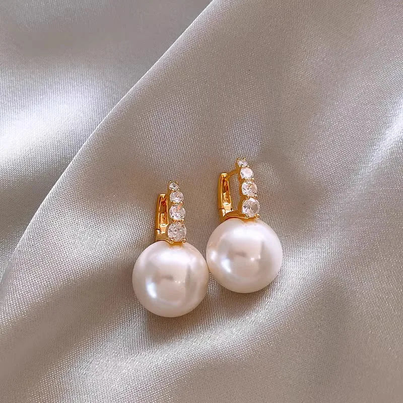 Women's Light Pink Pearl Earrings Korean Fashion Luxury