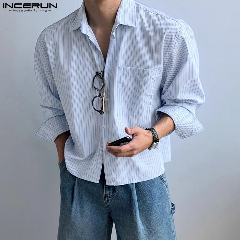 Korean style long sleeve striped shirt