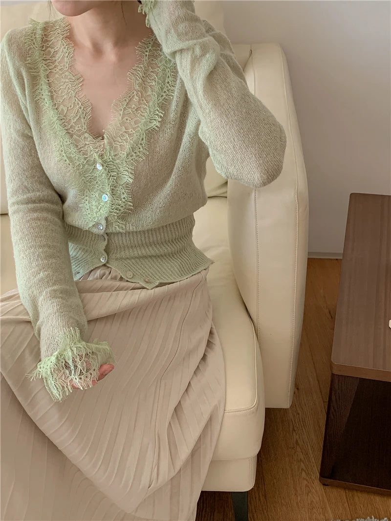 Elegant lace knit cardigan