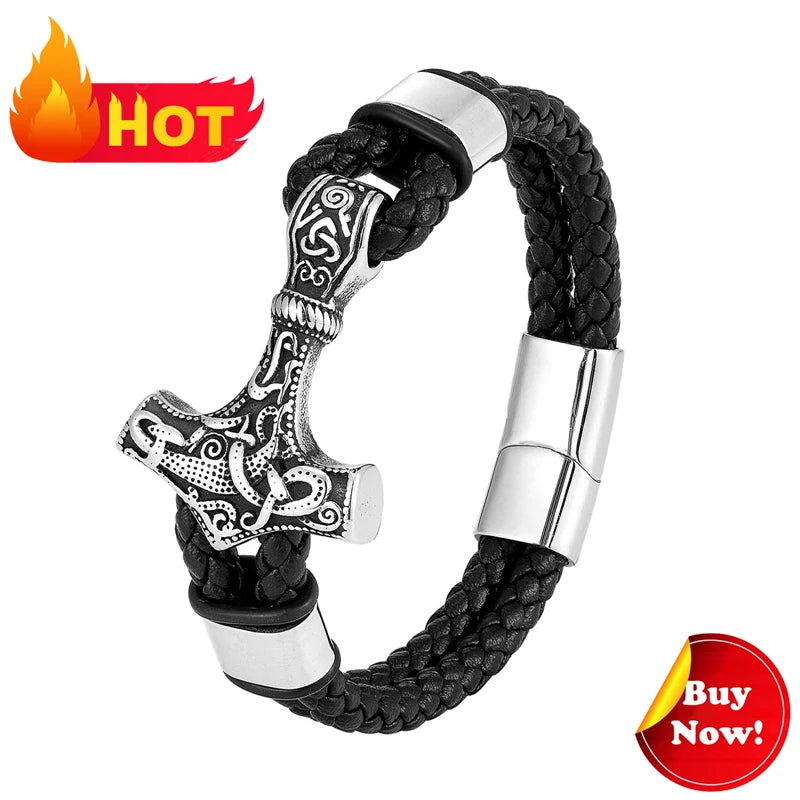 Leather Bracelet with Teeth Totem