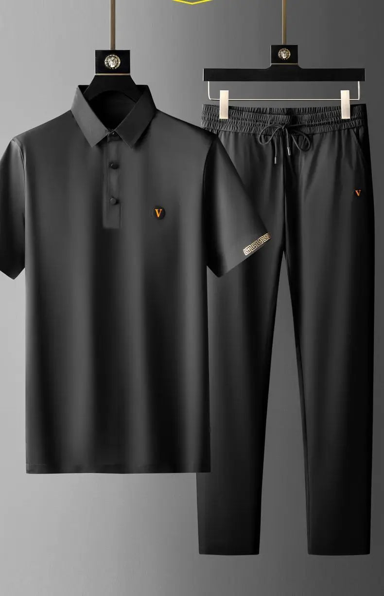 Men's social polo shirt with long pants