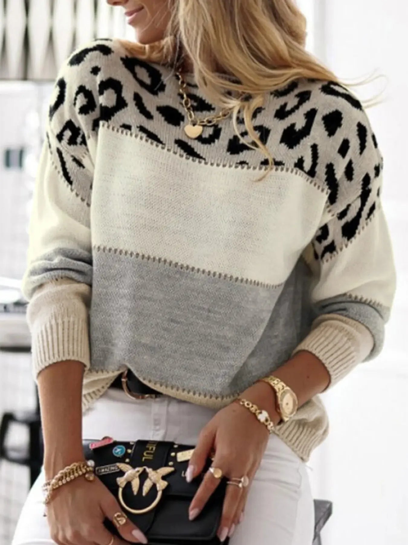 Leopard Print Wool Blouse Comfort and Casual Style
