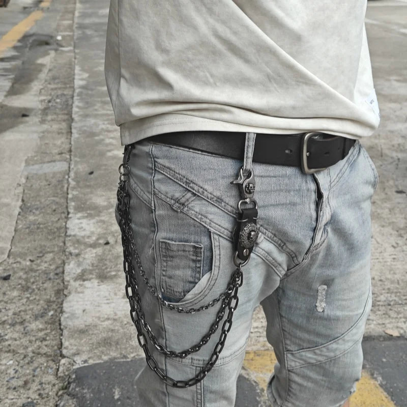 Multicolored Retro Punk Three Layers Pants Chain