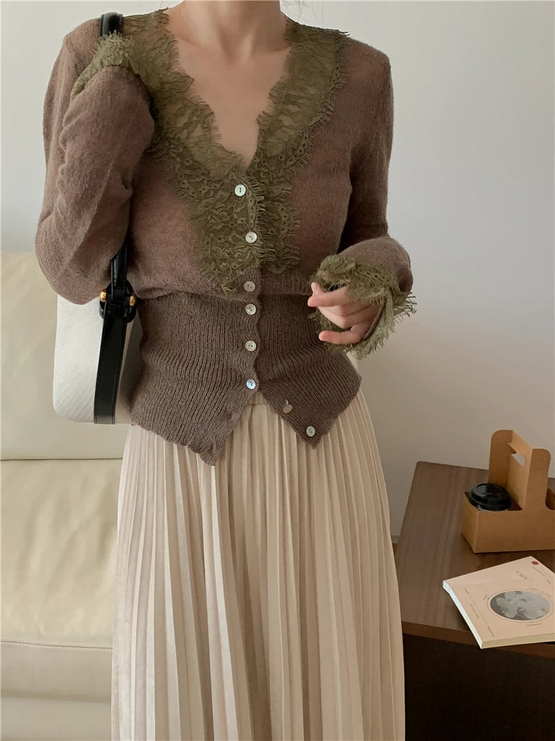 Elegant lace knit cardigan