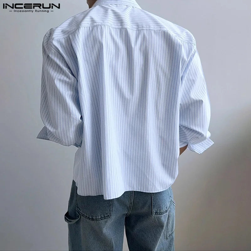 Korean style long sleeve striped shirt